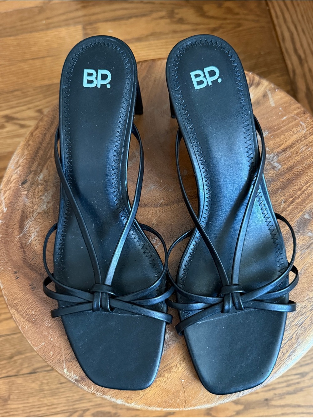 bp Black Strappy Knot Toe Heeled Sandals
